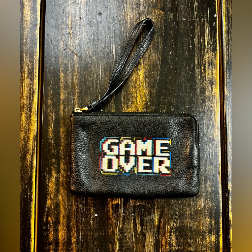 Coach x Pac-Man Game Over Leather Wristlet Pouch
